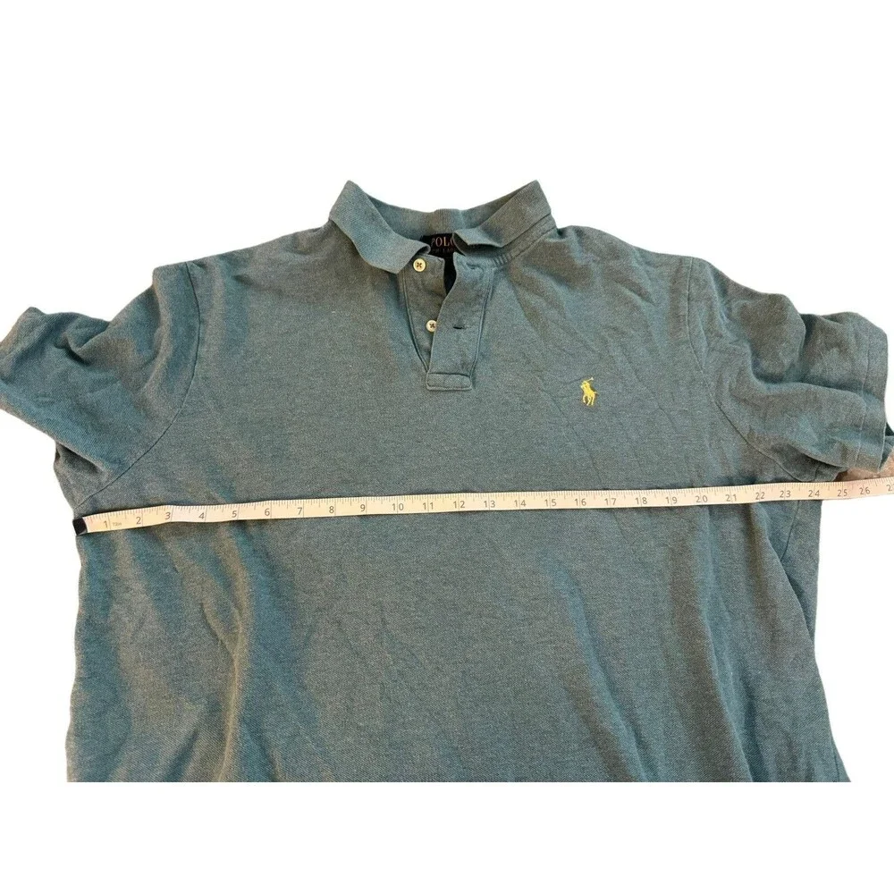 Polo‎ Ralph Lauren Polo Shirt Mens XL Turquoise Teal Yellow Pony Short Sleeve